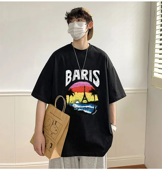 Men's Heavyweight Cotton Oversized Streetwear Tee Detail