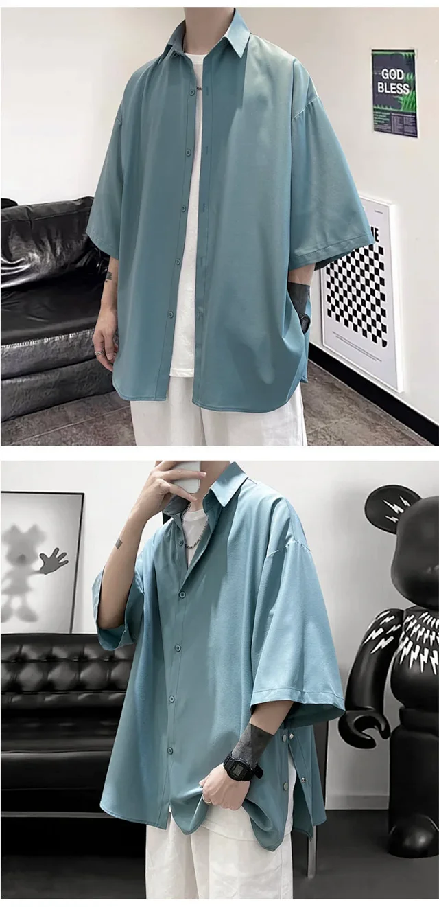Men's Designer Chiffon Mid-Sleeve Shirt Detail