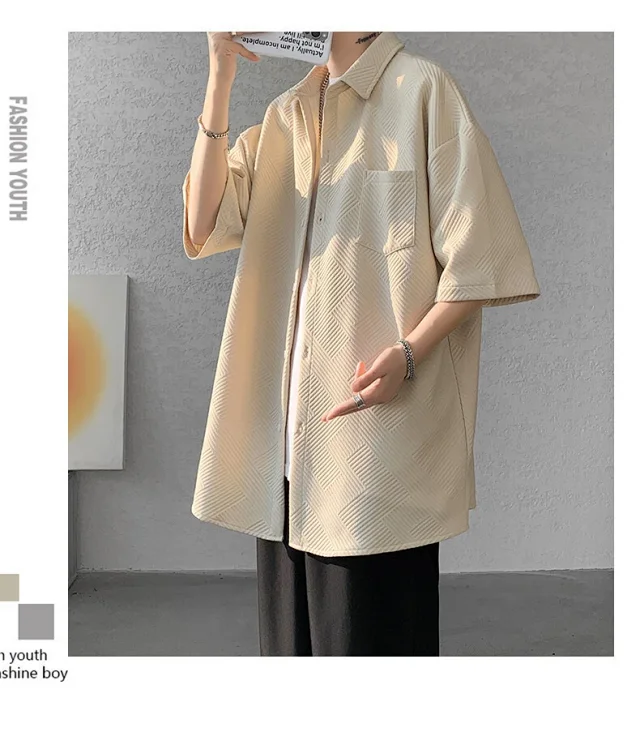 Baroque Japanese Men's Boyfriend Short-Sleeve Shirt Detail