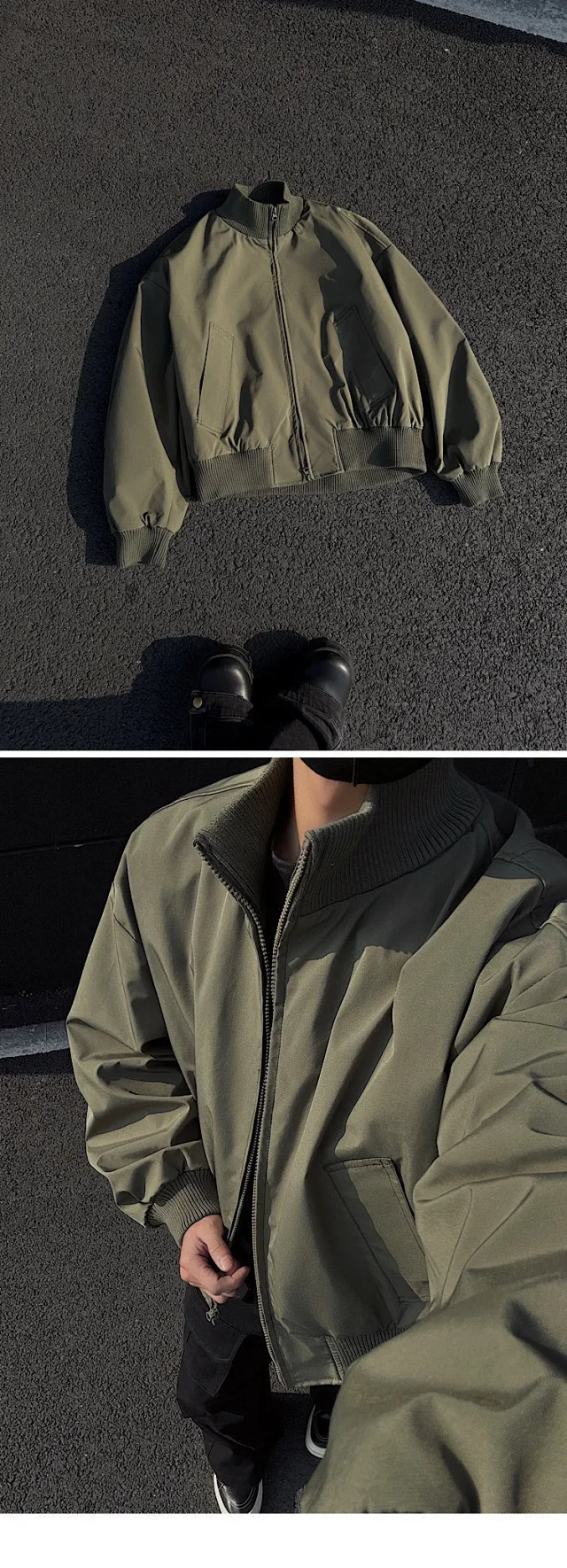 Men's Vintage Oversized Bomber Jacket Detail