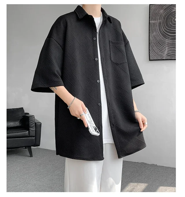 Baroque Japanese Men's Boyfriend Short-Sleeve Shirt Detail