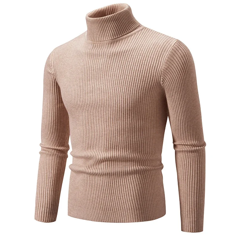Men's Slim Fit Retro Solid Turtleneck