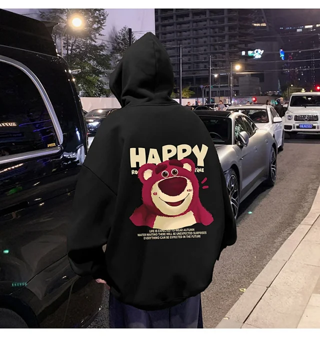 Men's Strawberry Bear Heavy Fleece Hoodie Detail