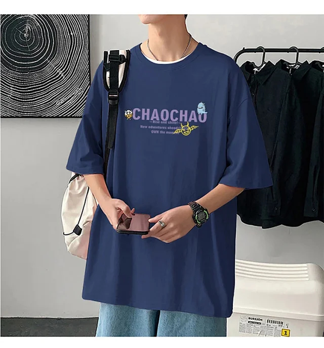 Men's Loose Fit Cotton Graphic T-Shirt Detail