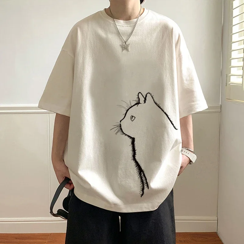 Men's Couple Cat Print Tee
