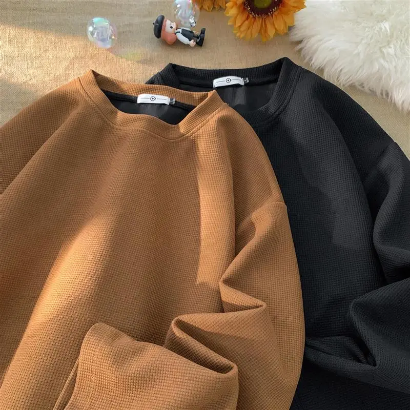 Oversized Men's Japanese Waffle Knit Sweatshirt