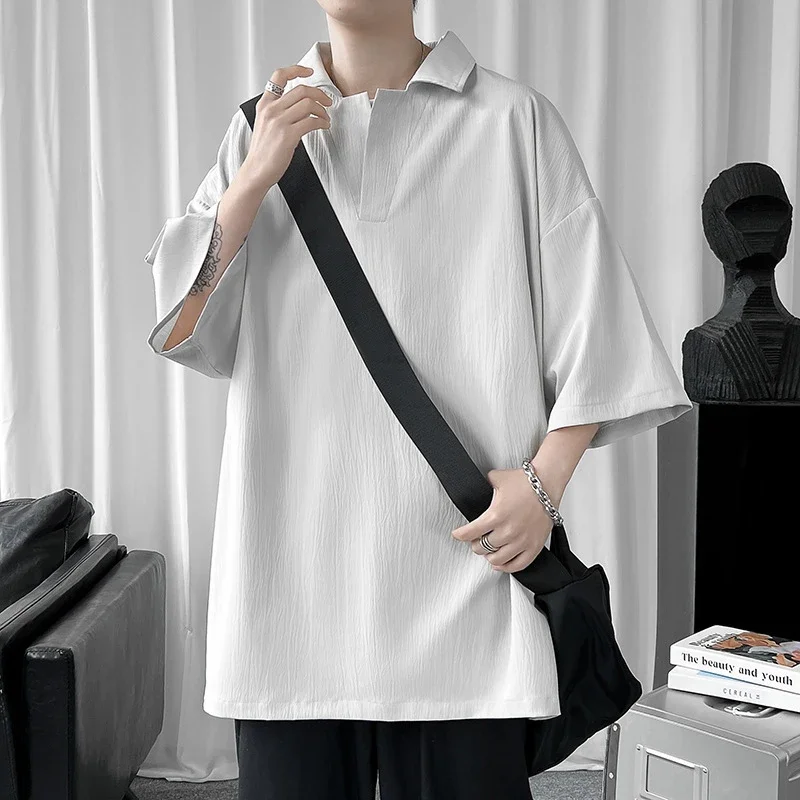 Men's Oversized Solid Polo T-Shirt