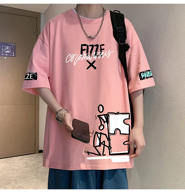 Ins Men's Loose Cotton Summer Tee Detail