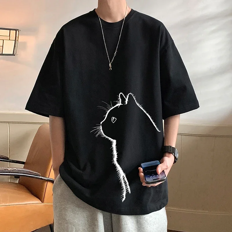 Men's Couple Cat Print Tee