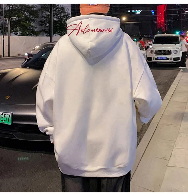 American Streetwear Men's Oversized Cotton Hoodie Detail
