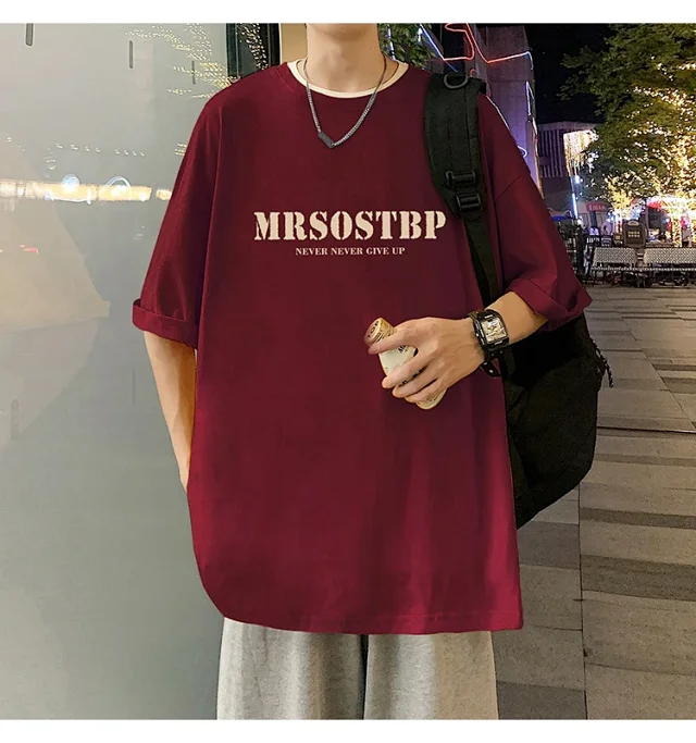 Men's Oversized Cotton Tee 2025 Rose-Print Detail