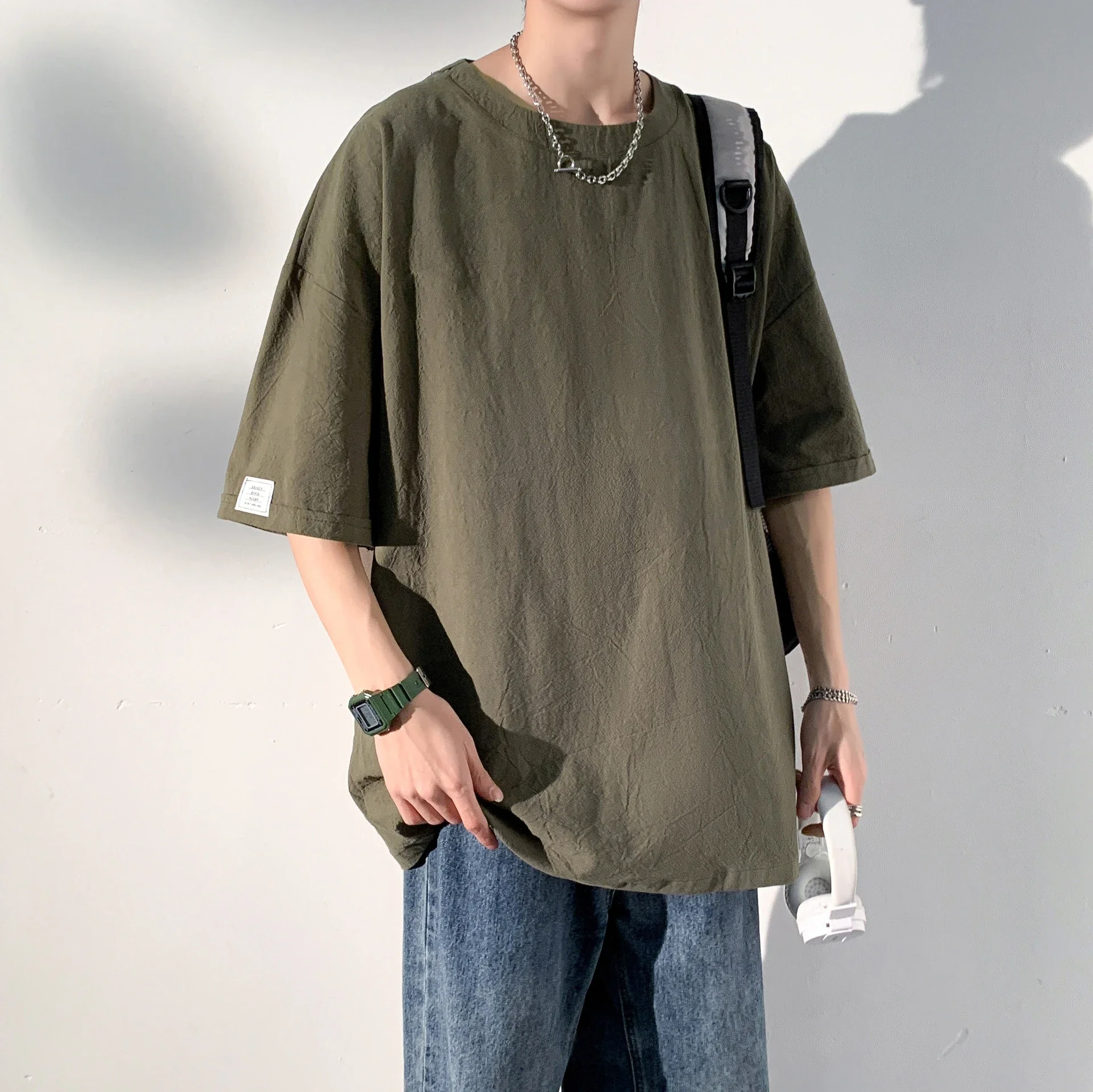 Men's Linen-Like Oversized Summer Tee