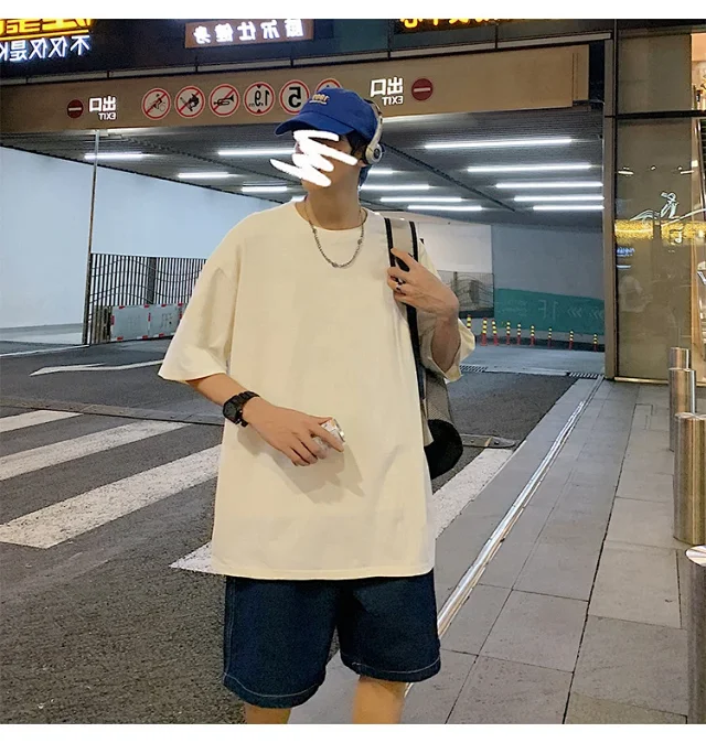 Men's Summer Oversized Heavyweight Cotton T-Shirt Detail