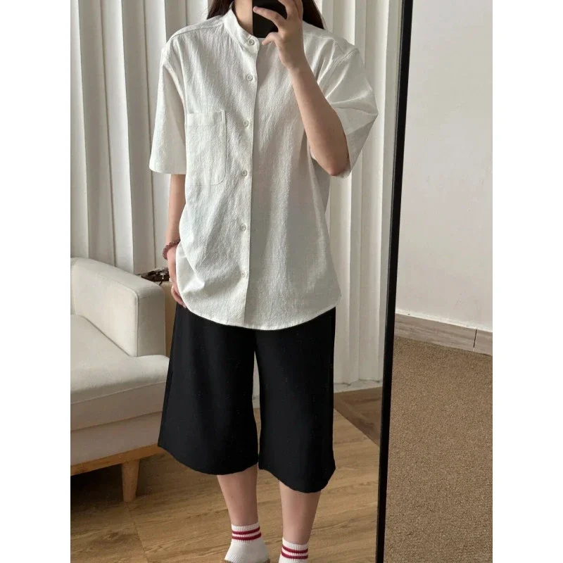 Men's Bamboo-Cotton Short Sleeve Mandarin Shirt