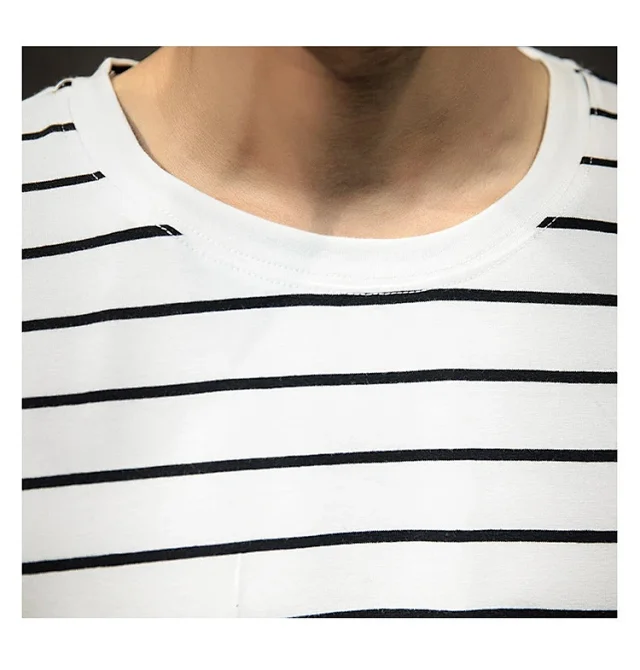 Men's Plus Size Summer Striped T-Shirt Detail