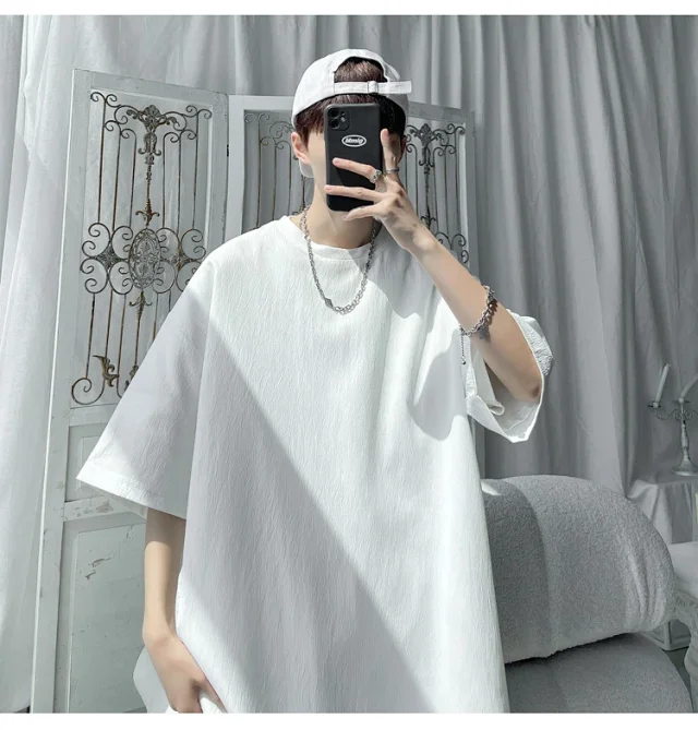 Unisex Oversized Ice Silk Draped Tee Detail