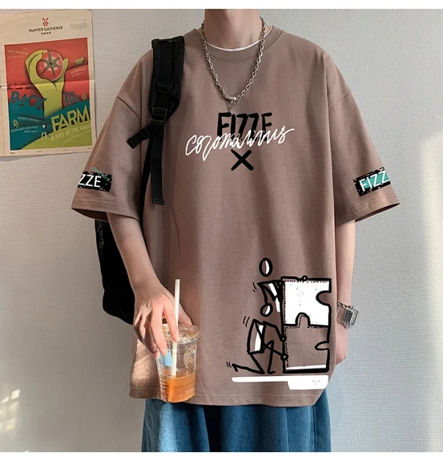 Ins Men's Loose Cotton Summer Tee Detail