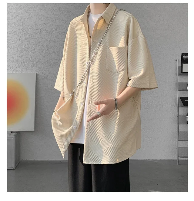 Baroque Japanese Men's Boyfriend Short-Sleeve Shirt Detail