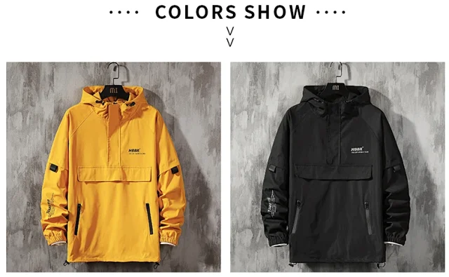 Men's Trendy Lightweight Hooded Half-Zip Jacket Detail