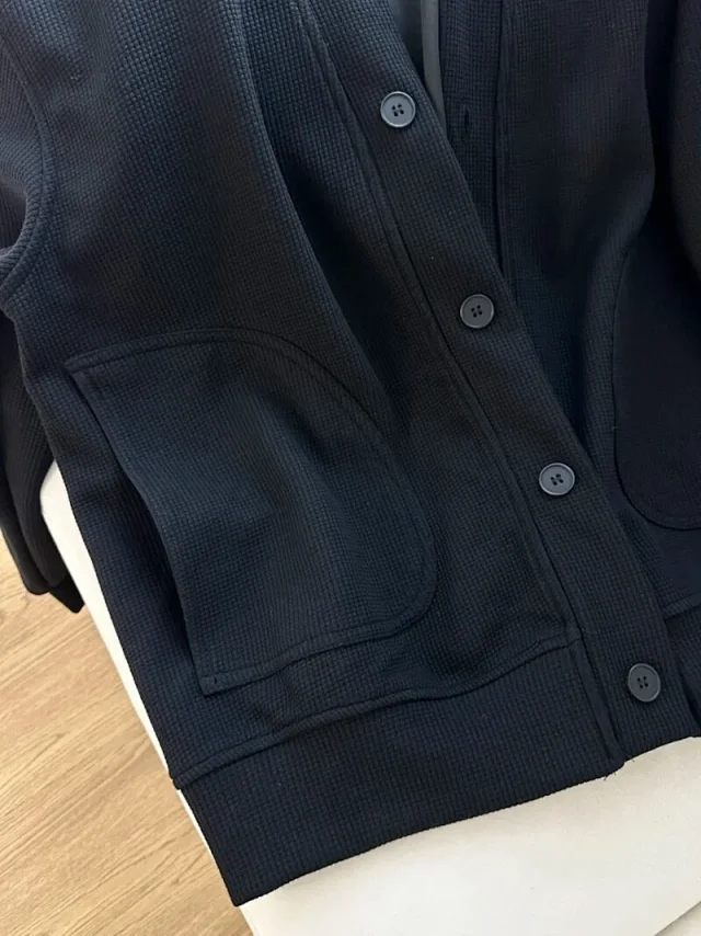 Spring 2025 Japanese Casual Waffle Cardigan Detail