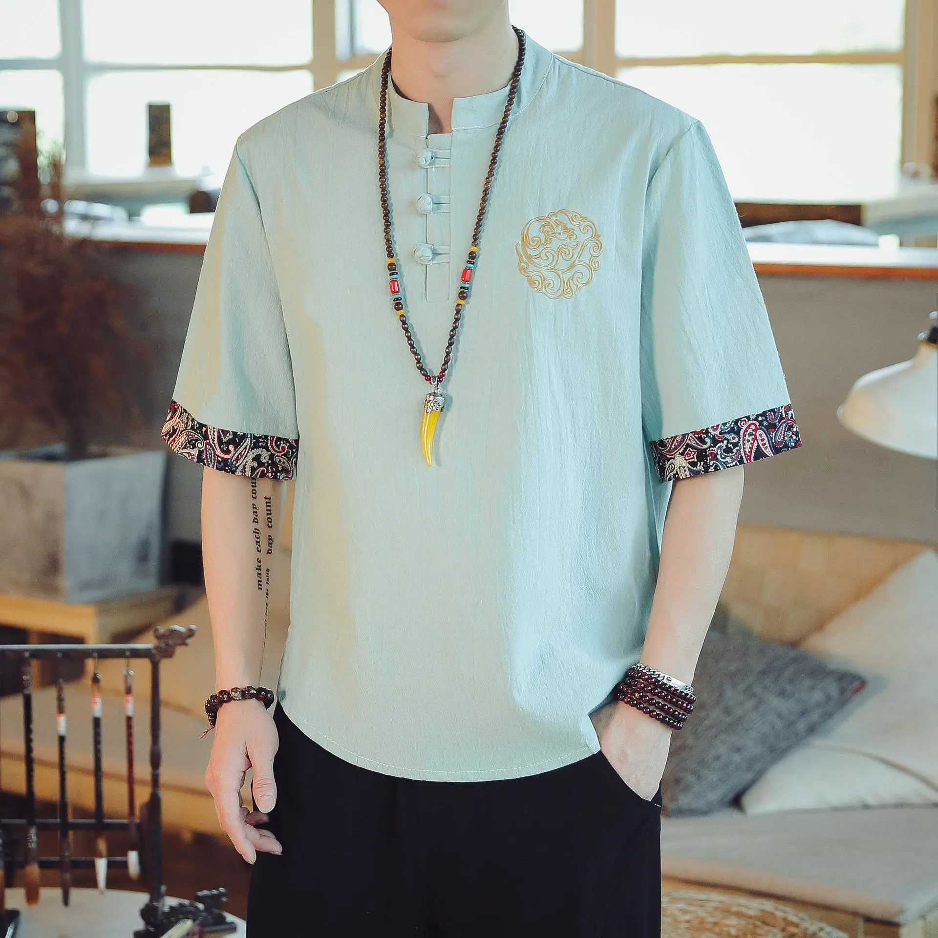 Big Men's Retro Tang Linen Tee
