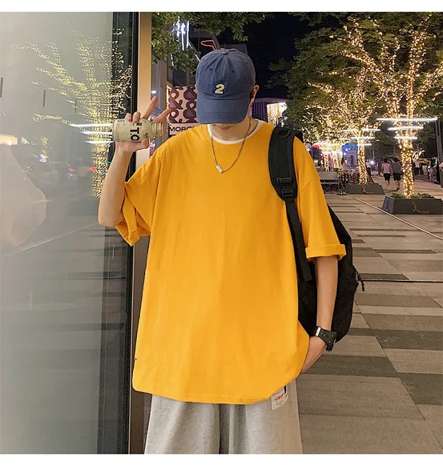 Men's Summer Oversized Heavyweight Cotton T-Shirt Detail