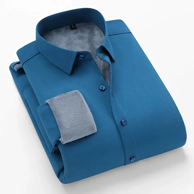 2025 Korean Men's Fleece-Lined Long-Sleeve Shirt Detail