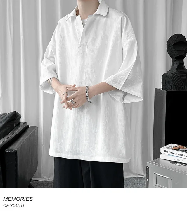 Men's Oversized Solid Polo T-Shirt Detail