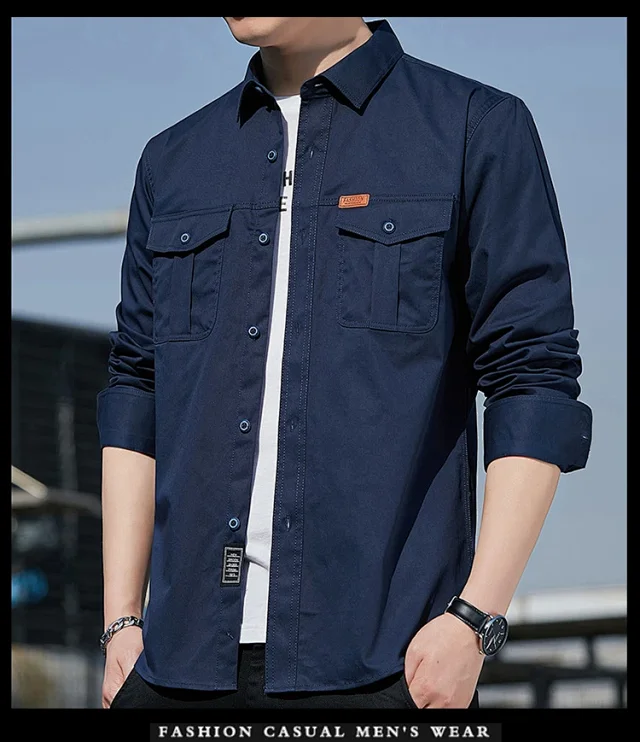 Men's Casual Work Long Sleeve Shirt Detail