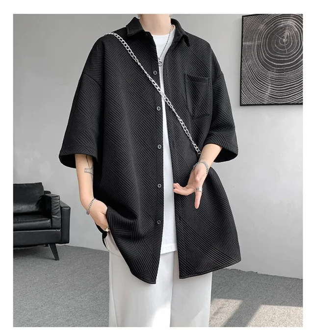 Baroque Japanese Men's Boyfriend Short-Sleeve Shirt Detail