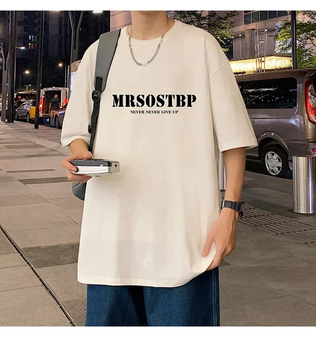 Men's Oversized Cotton Tee 2025 Rose-Print Detail