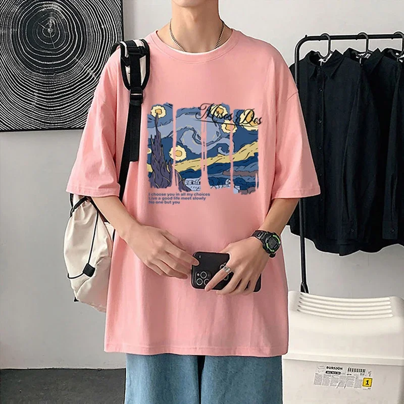 Starry Night Men's Loose Cotton T-Shirt