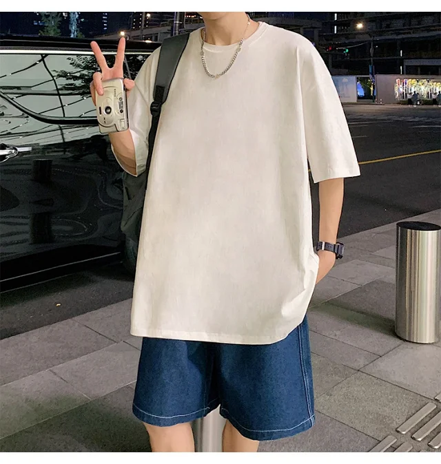 Men's Summer Oversized Heavyweight Cotton T-Shirt Detail