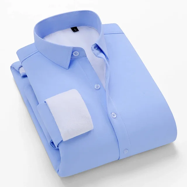 2025 Korean Men's Fleece-Lined Long-Sleeve Shirt Detail