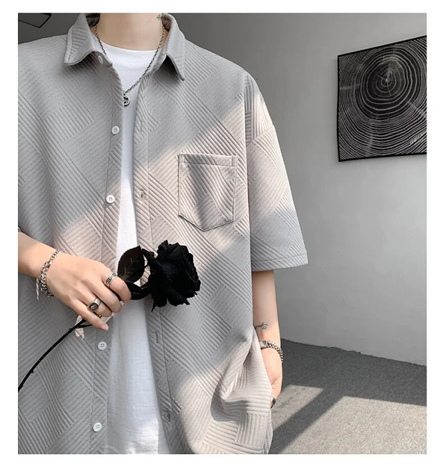 Baroque Japanese Men's Boyfriend Short-Sleeve Shirt Detail