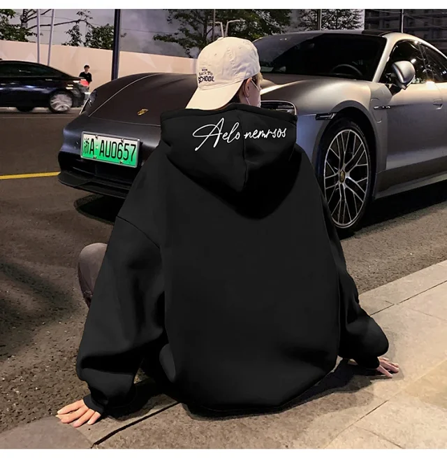 American Streetwear Men's Oversized Cotton Hoodie Detail