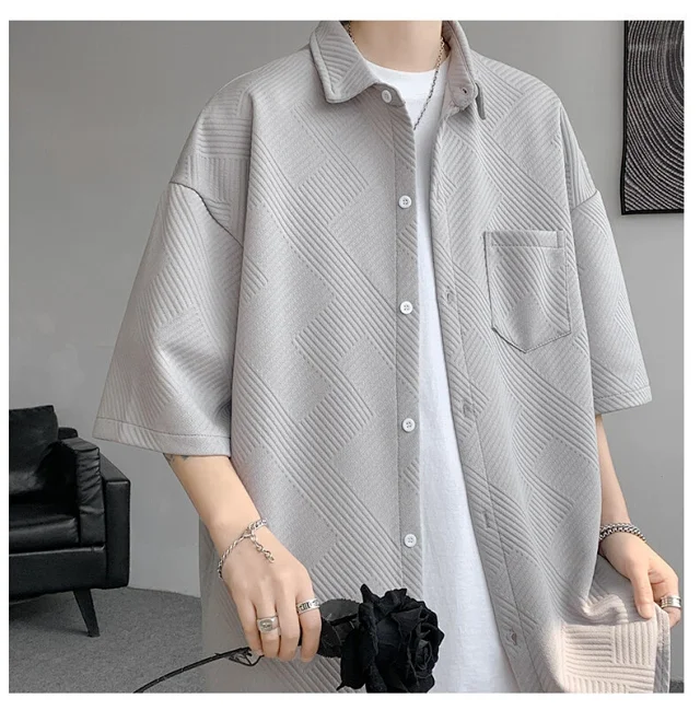 Baroque Japanese Men's Boyfriend Short-Sleeve Shirt Detail