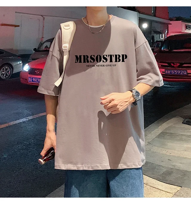 Men's Oversized Cotton Tee 2025 Rose-Print Detail