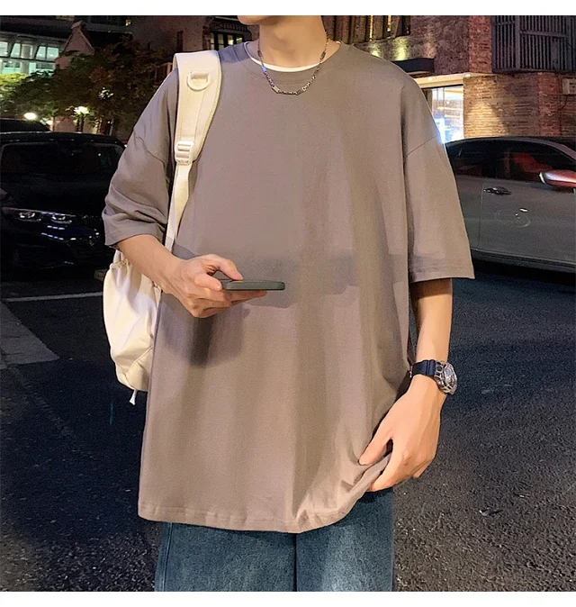 Men's Summer Oversized Heavyweight Cotton T-Shirt Detail