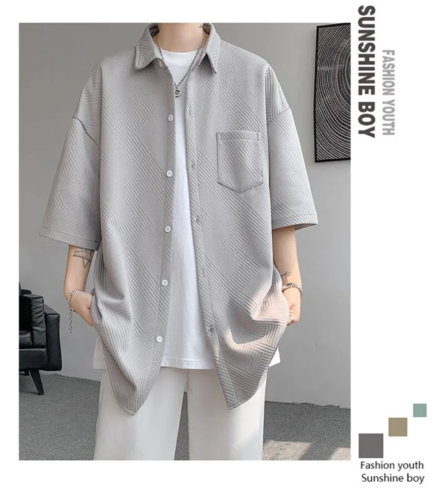 Baroque Japanese Men's Boyfriend Short-Sleeve Shirt Detail