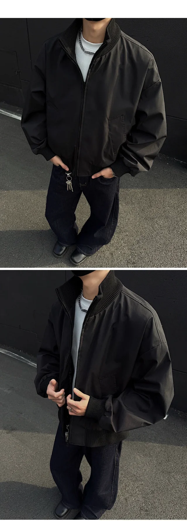 Men's Vintage Oversized Bomber Jacket Detail