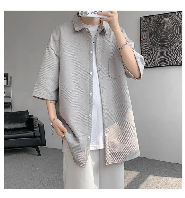 Baroque Japanese Men's Boyfriend Short-Sleeve Shirt Detail