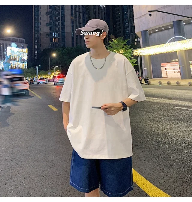 Men's Summer Oversized Heavyweight Cotton T-Shirt Detail