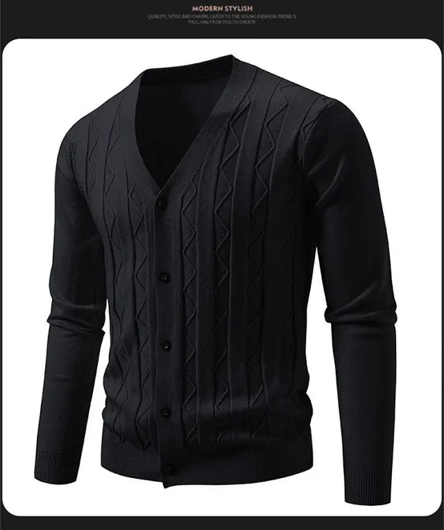 Men's Autumn Winter Knit Cardigan Korean Trendy Detail