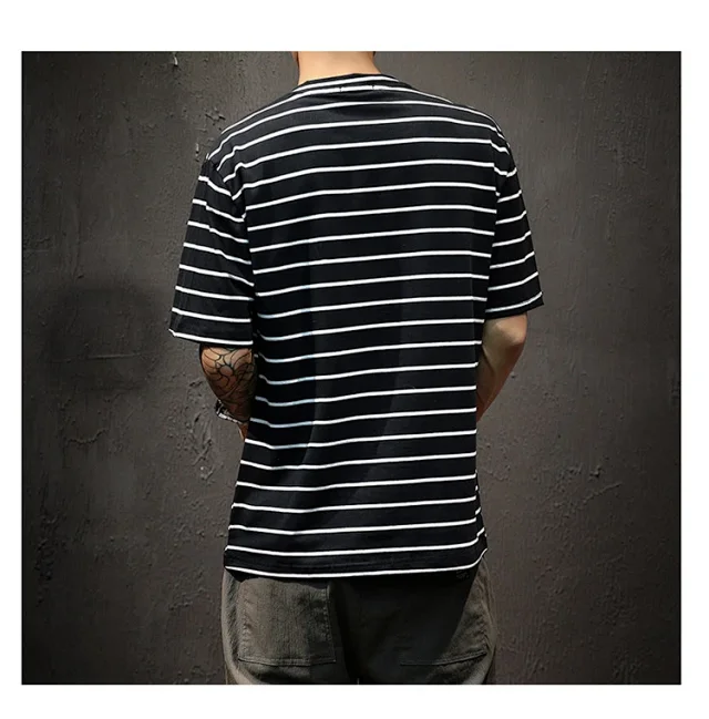 Men's Plus Size Summer Striped T-Shirt Detail