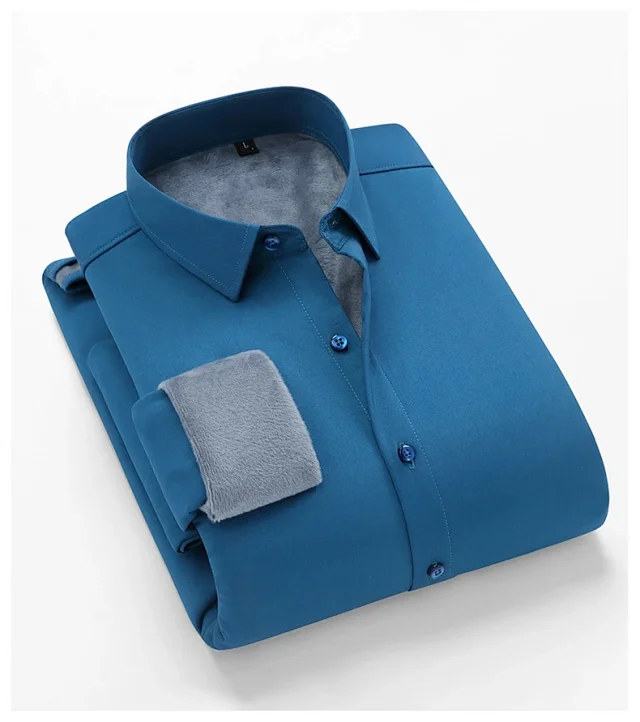 2025 Korean Men's Fleece-Lined Long-Sleeve Shirt Detail