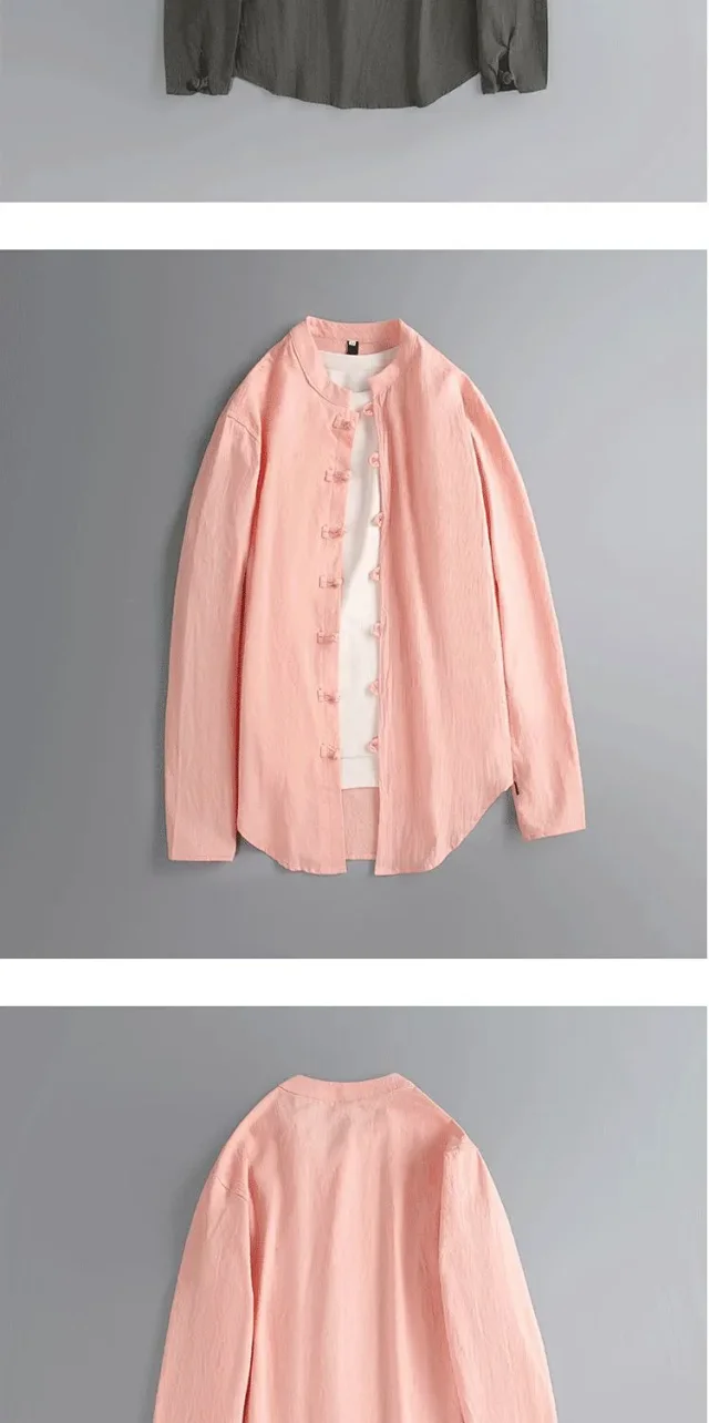 Men's Linen Long-Sleeve Vintage Tang Shirt Detail