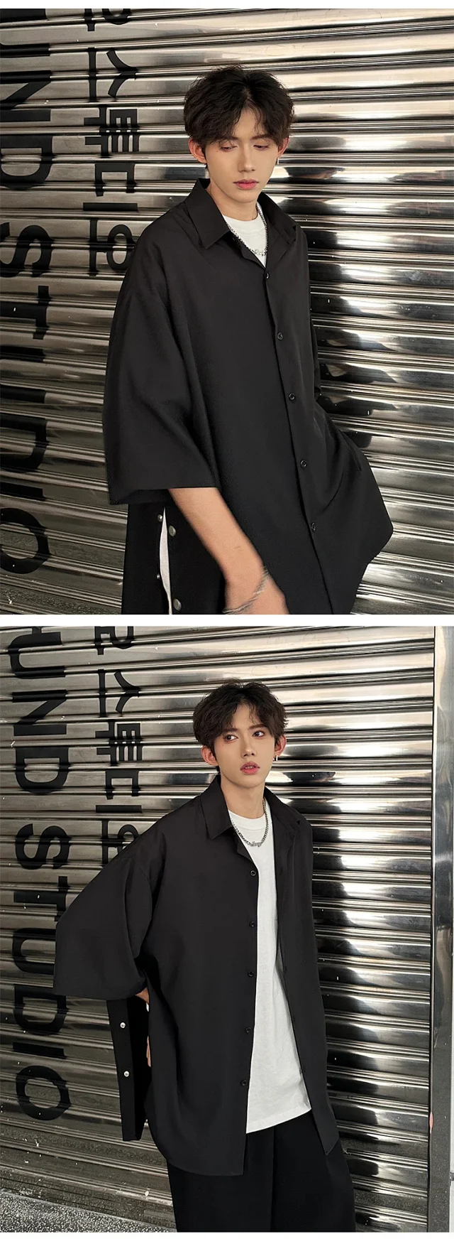 Men's Designer Chiffon Mid-Sleeve Shirt Detail