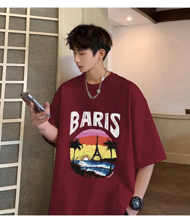 Men's Heavyweight Cotton Oversized Streetwear Tee Detail