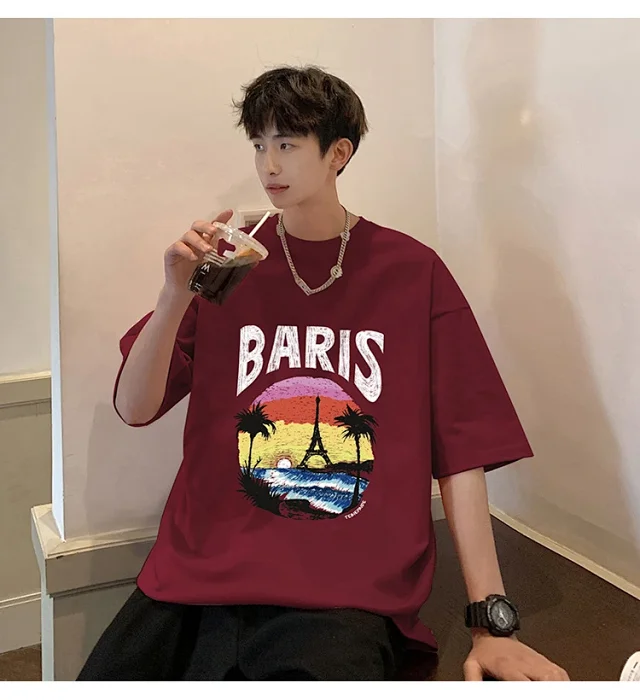Men's Heavyweight Cotton Oversized Streetwear Tee Detail